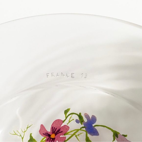 Vintage Set of 6 Clear Avon Arcoroc Made in France Wild Violet Glass Plates - Picture 6 of 6